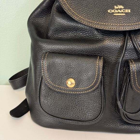 Coach Pennie Backpack Black 6145 Pebbled Leather Luxury Dark Academia Minimalist main image 7